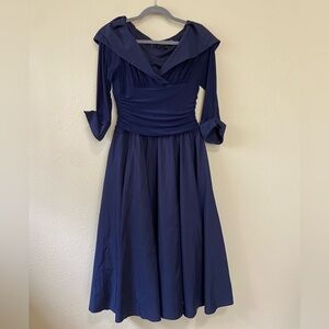 Jessica Howard navy portrait collar midi dress